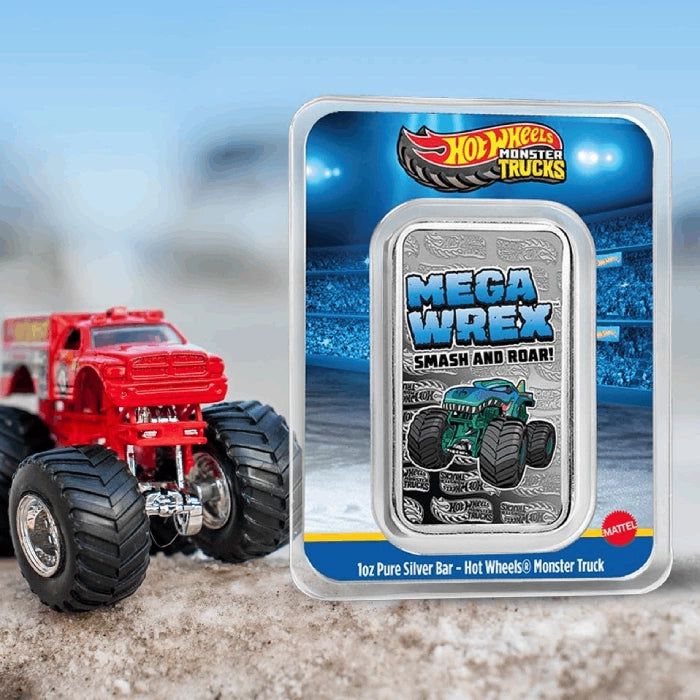 Hot Wheels Monster Truck – Mega Wrex 1 oz Silber 999 Prooflike Farbig 2025 – PAMP