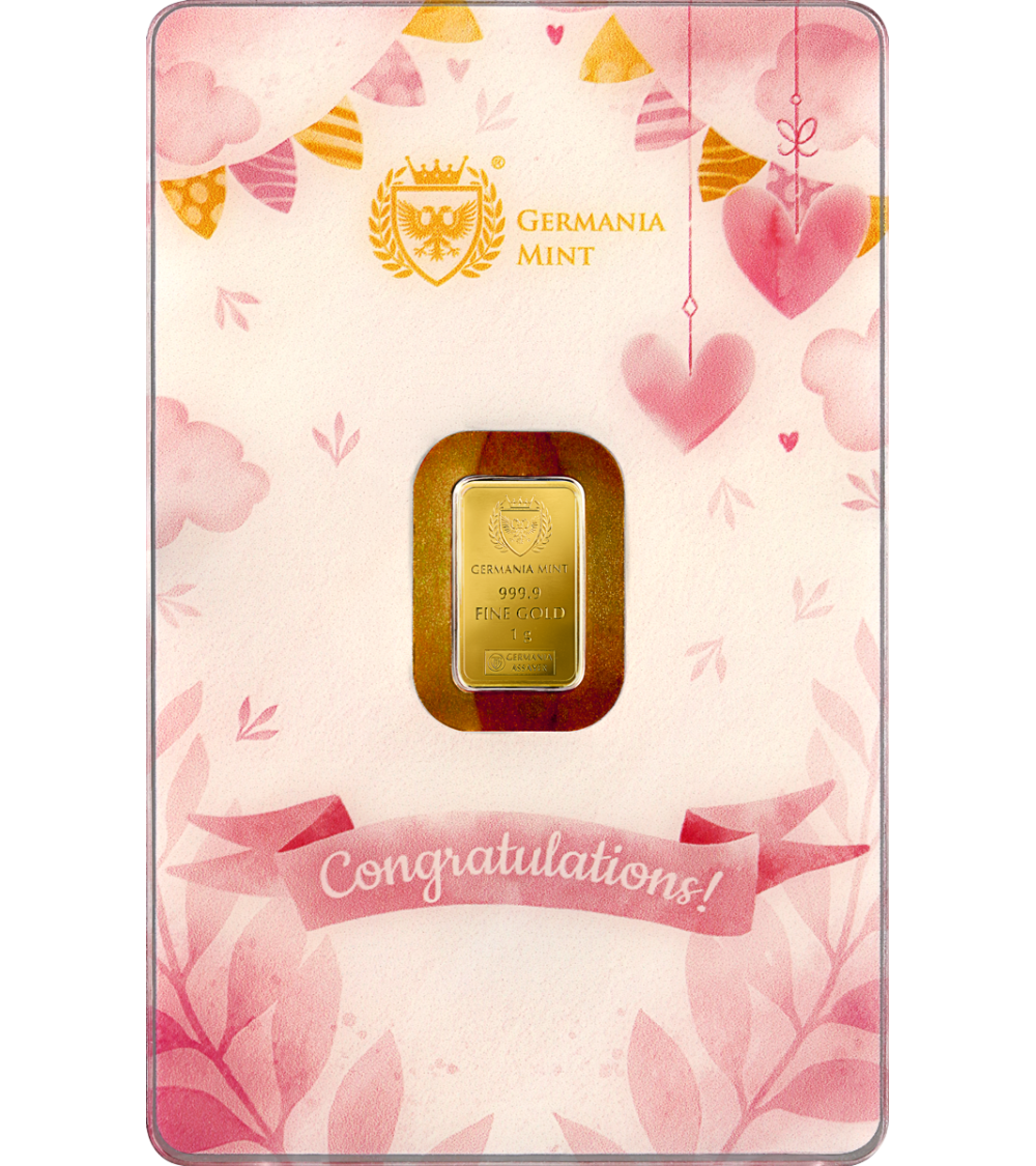 Goldbarren 1 g – Geburt Mädchen | Baby Commemorative Edition | Au .9999 | Safepack-Karte**