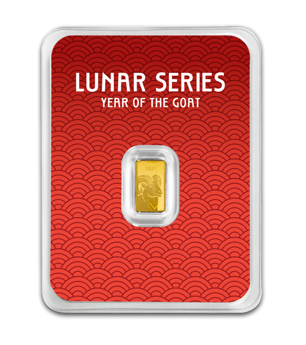Lunar Year of the Goat 2027 – 1 g Goldbarren | Au .9999 | Proof-like | PAMP | Safepack**