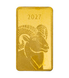 Lunar Year of the Goat 2027 – 1 g Goldbarren | Au .9999 | Proof-like | PAMP | Safepack**