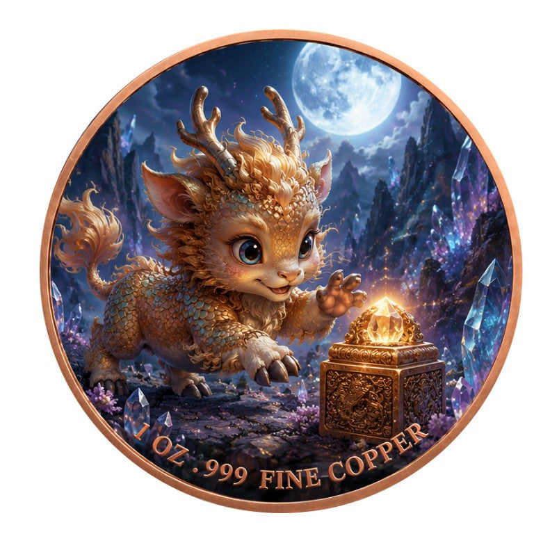 Goldener Qilin – 1 oz Kupfermedaille