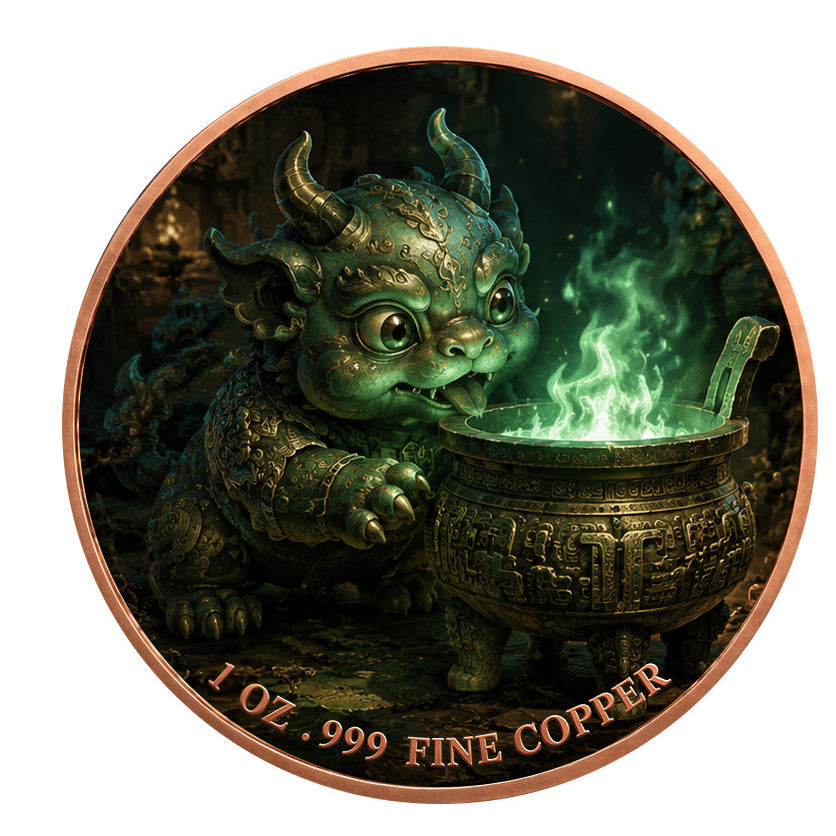 Jadedrache am magischen Kessel – 1 oz Kupfermedaille