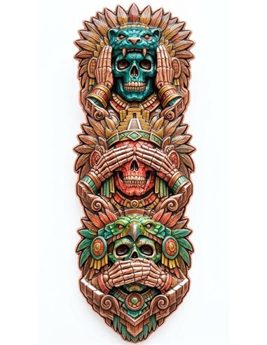 Hear No Evil – Aztec Totem Shaped 3 oz Kupfer 999 High Relief Color UV 2026 (Italien)