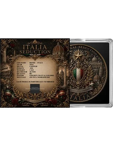Italia Seduction – National Seduction Series 1 oz Kupfer 999 Golden Matt & Colors 2026