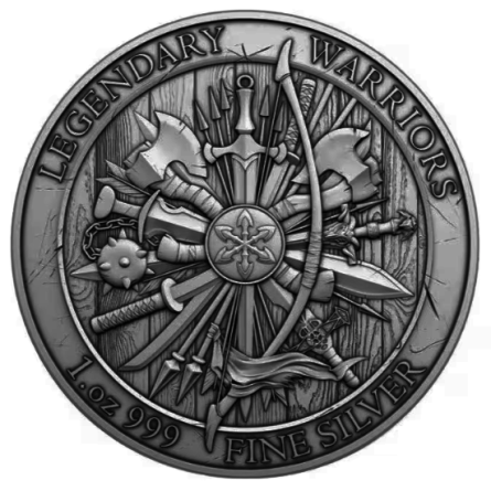 Legendary Warriors Attila der Hunne 2026 – 1 oz Silbermedaille Antik, Rückseite