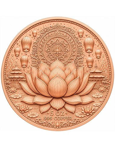Kupfermedaille 5 oz – Lotus Buddha 2026 | Coloriert | Cu .999 | Limitiert 3.000 Stück