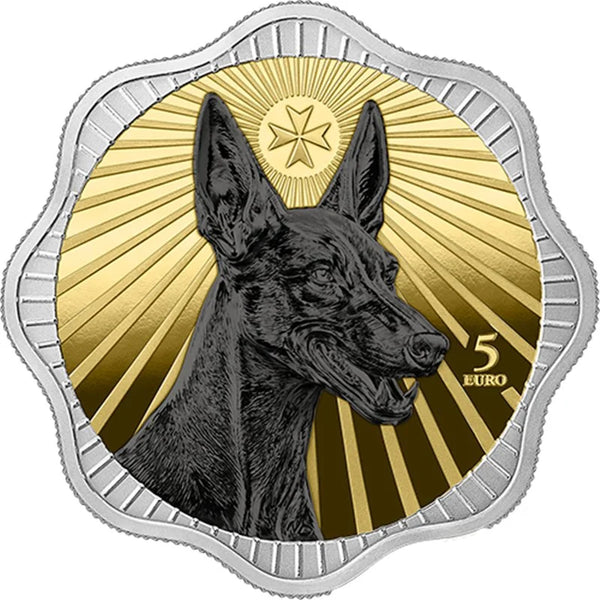 Maltesischer Pharaonenhund 2026 – 1 oz Silbermünze | Ag .9999 | Ruthenium & Gold | Nummeriert | Malta | Germania Mint
