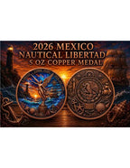 Kupfermedaille 5 oz – Nautical Libertad 2026 | Mexiko | Coloriert | Limitiert auf 3.500 Stück