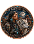 Kupfermedaille 1 oz – Spirit of the Tribes 2026 | North American Wildlife Series (High Relief, coloriert)