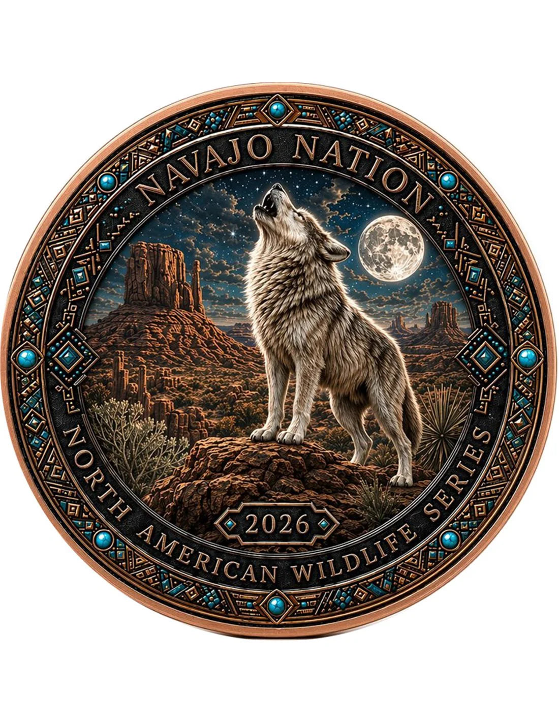 Kupfermedaille 1 oz – Spirit of the Tribes 2026 | North American Wildlife Series (High Relief, coloriert)