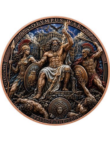 Kupfermedaille 1 kg – Olympus War: Fall of the Gods 2026 | 3D & Colors | Limitiert 499 Stück