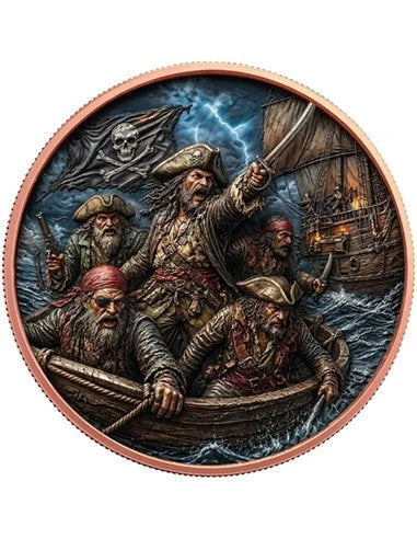 Pirates of the Seas – Honor • Courage • Freedom 1 oz Kupfer 999 BU Farbig