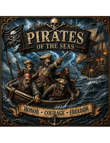 Pirates of the Seas – Honor • Courage • Freedom 1 oz Kupfer 999 BU Farbig