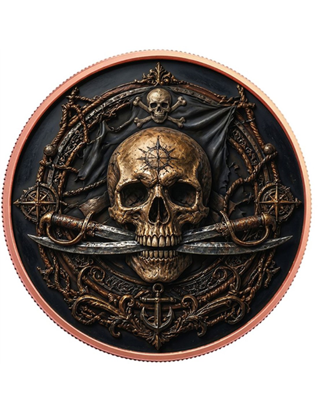 Pirates of the Seas – Honor • Courage • Freedom 1 oz Kupfer 999 BU Farbig