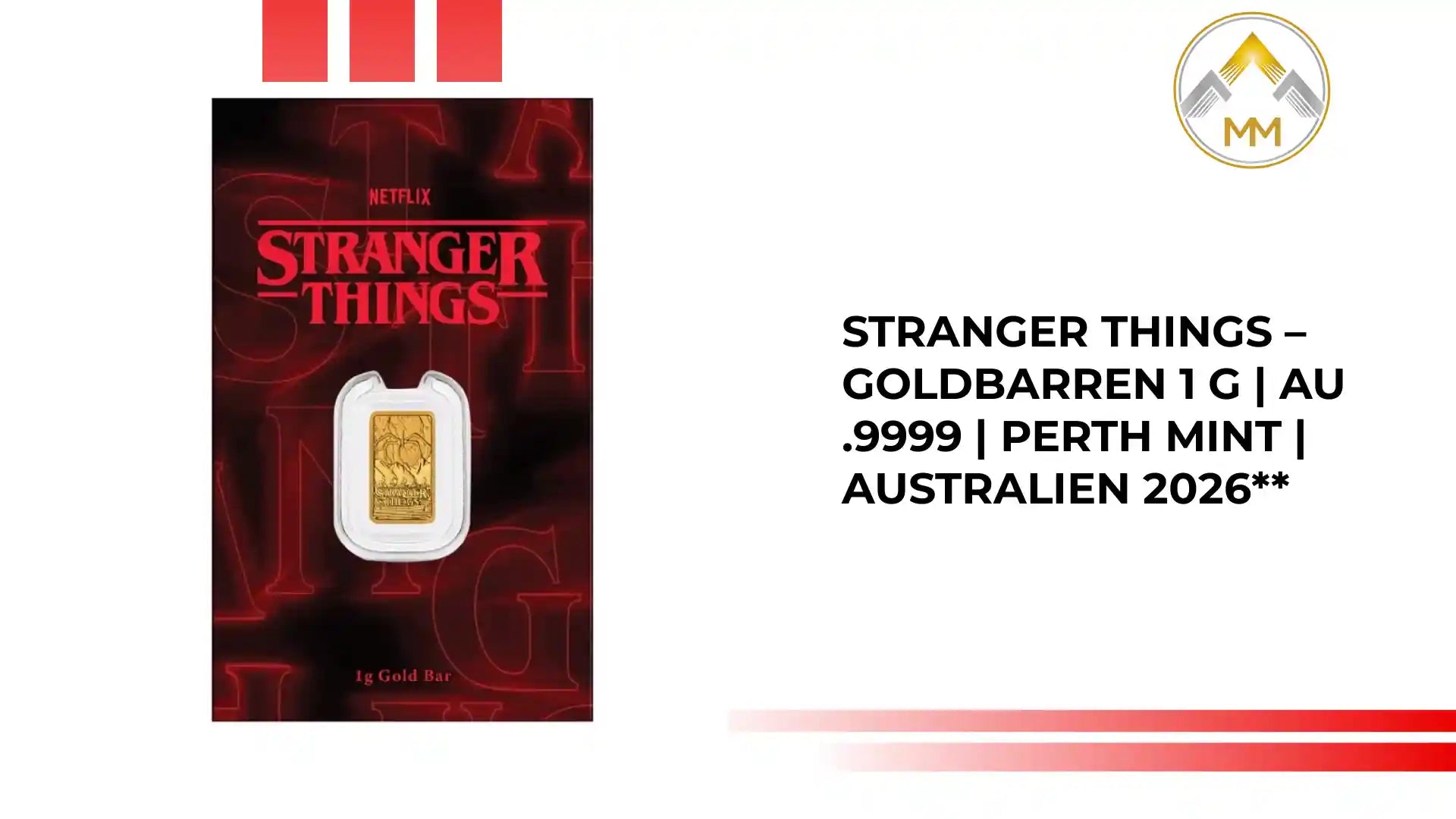 Stranger Things &ndash; Goldbarren 1 g | Au .9999 | Perth Mint | Australien 2026** by@Outfy