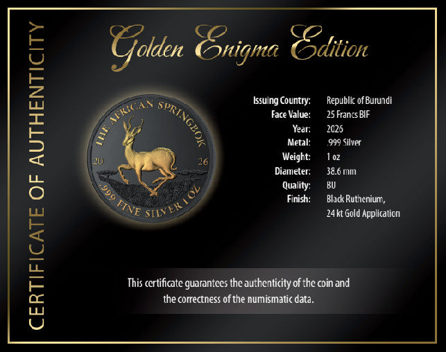 Golden Enigma, Springbok 1 OZ Silber - 2026