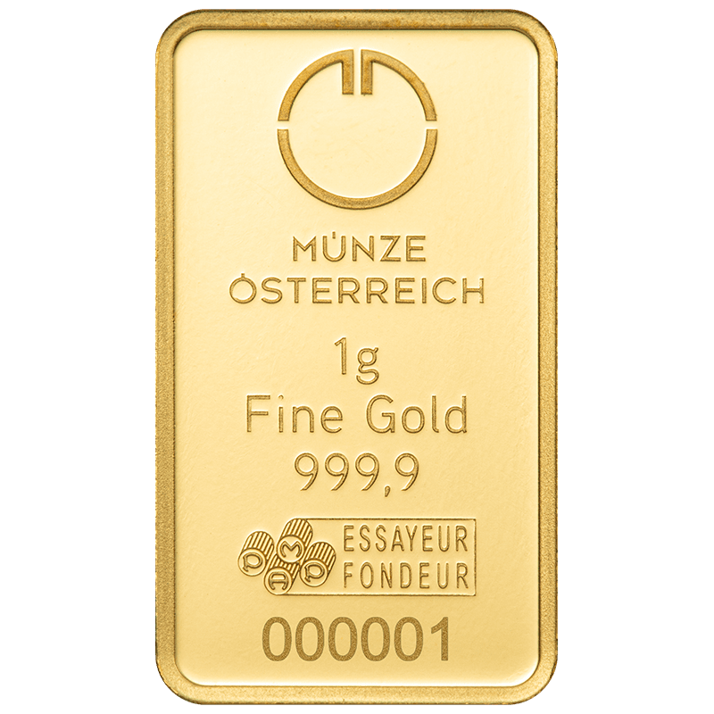 1g Goldbarren Münze Österreich 999,9 - Feingold im Blister**
