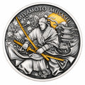 Silbermedaille 1 oz – Miyamoto Musashi | Legendary Warriors | Antique Gold | Ag .999