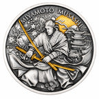 Silbermedaille 1 oz – Miyamoto Musashi | Legendary Warriors | Antique Gold | Ag .999