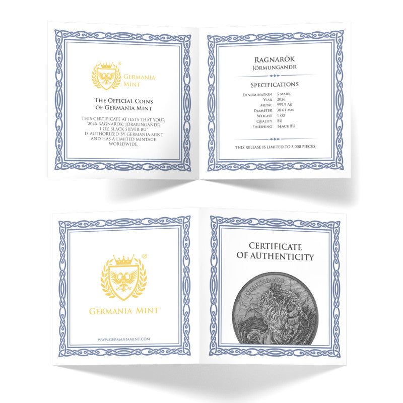 Ragnarök Jörmungandr 2026 – 1 oz Silber Black BU – Echtheitszertifikat