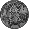 Ragnarök Thor 2026 – 1 oz Silber Black BU – Vorderseite mit Thor und Mjölnir
