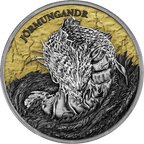 Ragnarök Thor & Jörmungandr 2026 – Geminus 2 × 1 oz Silber – Jörmungandr Motivseite mit Gold- und Rutheniumveredelung