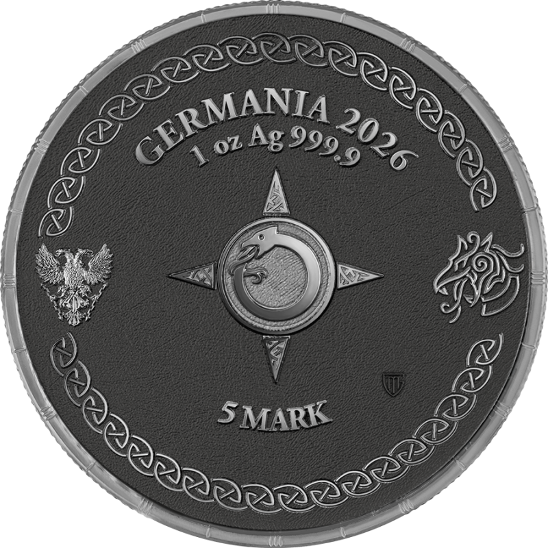 Ragnarök Thor & Jörmungandr 2026 – Geminus 2 × 1 oz Silber – Jörmungandr Rückseite mit Schlangenmotiv