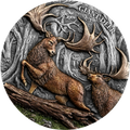 Megafauna Riesenhirsch 2026 Ultra High Relief – 2 oz Silber, Motivseite