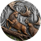Megafauna Riesenhirsch 2026 Ultra High Relief – 2 oz Silber, Motivseite