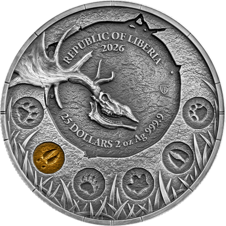 Megafauna Riesenhirsch 2026 Ultra High Relief – 2 oz Silber, Wertseite