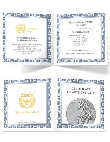 Silbermünze 1 oz – Sleipnir | Germania Beasts 2026 | Ag .999 | 5 Mark | Limitiert 25.000 Stück