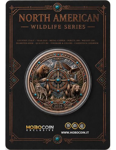 Spirit of the Tribes – North American Wildlife Series 1 oz Kupfer 999 High Relief Colors 2026