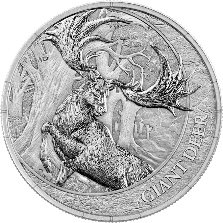 Megafauna Riesenhirsch 2026 BU – 1 oz Silber, Motivseite