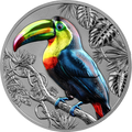Rainbow Toucan 2026 – 2 oz Silber High Relief, Motivseite