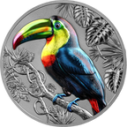 Rainbow Toucan 2026 – 2 oz Silber High Relief, Motivseite