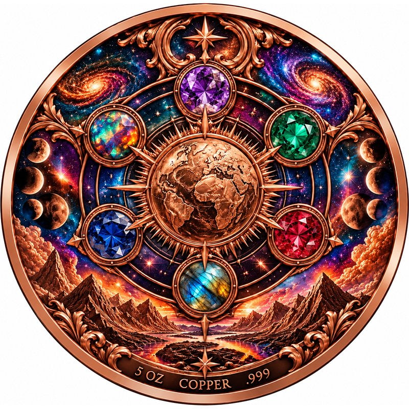 The Opal Empress Divine Elements 2026 – 5 oz Kupfermedaille, Rückseite
