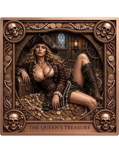 The Queen’s Treasure – 5 oz Kupfer 999 High Relief Colors BU 2026 – Piraten-Medaille