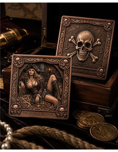 The Queen’s Treasure – 5 oz Kupfer 999 High Relief Colors BU 2026 – Piraten-Medaille