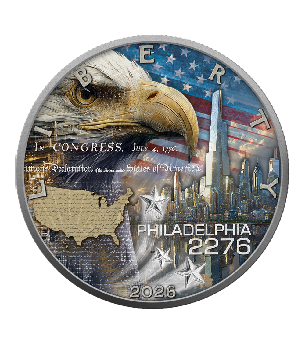 Silbermünze 1 oz – American Eagle: American Independence – Future 2026 | Ag .999 | Antik-Finish | Limitiert 500 Stück