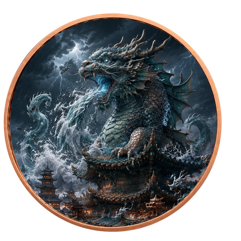 Sturmdrache über der Pagode – 1 oz Kupfermedaille
